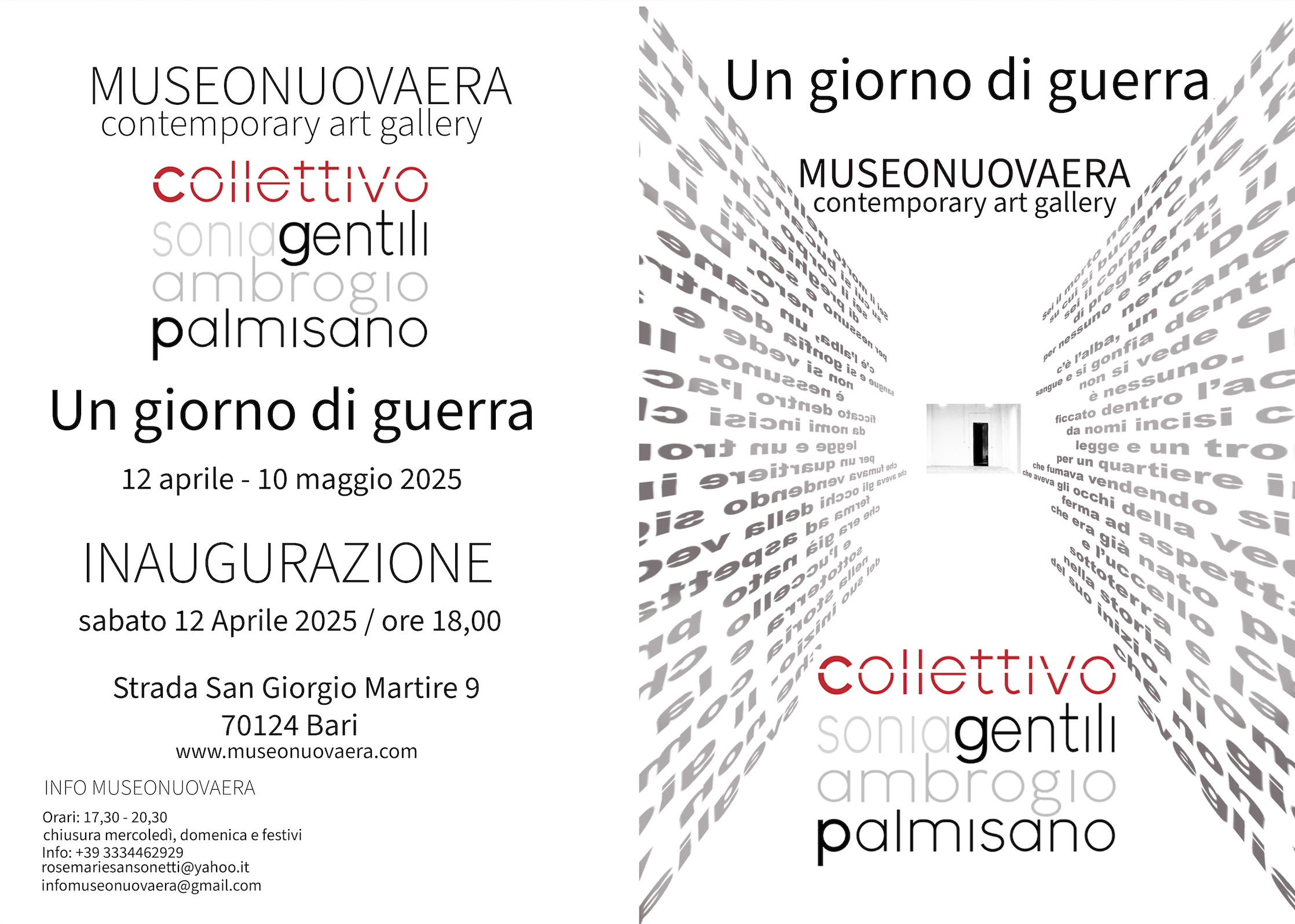 Un giorno di guerra – Museo Nuova Era, Contemporary Art Gallery – Bari, 12 aprile – 11 maggio 2025